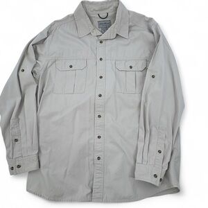 Eddie Bauer Cotton Ripstop  Long Slv Shirt Lg Tall READ